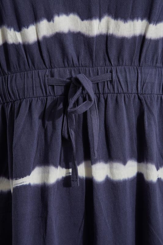 Curve Navy Blue Tie Dye Cotton T-Shirt Dress 5