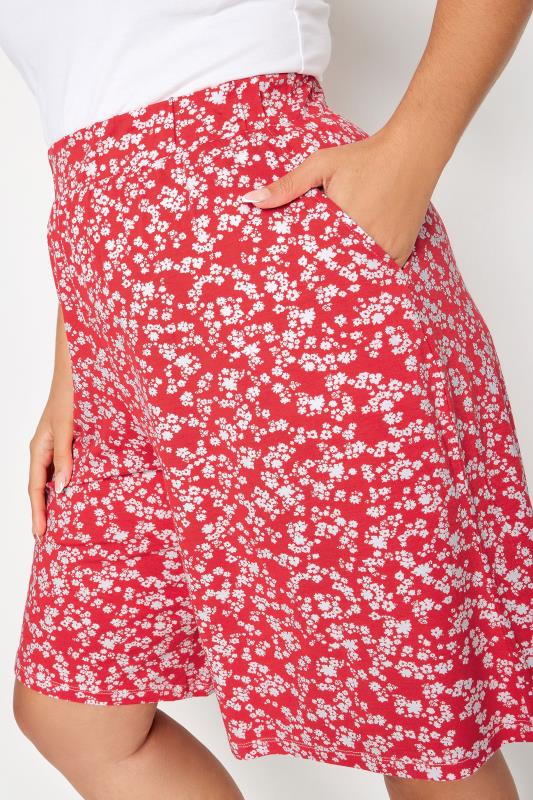 YOURS Plus Size Pink Ditsy Floral Print Pull On Shorts | Yours Clothing 4
