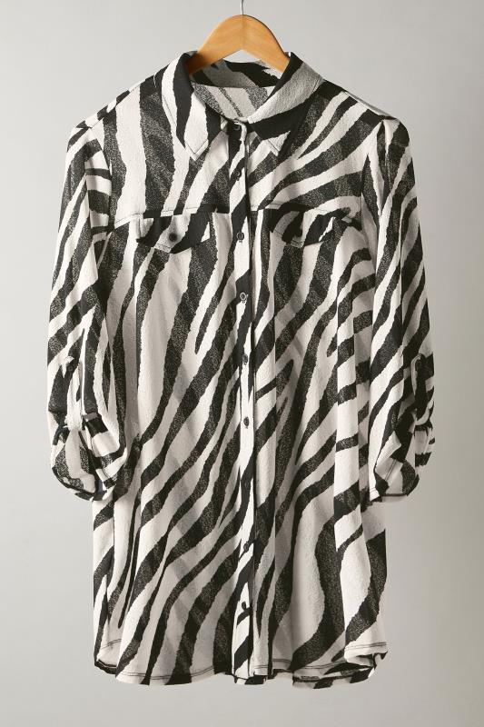 EVANS Plus Size Black & White Zebra Markings Tab Sleeve Blouse | Evans  7