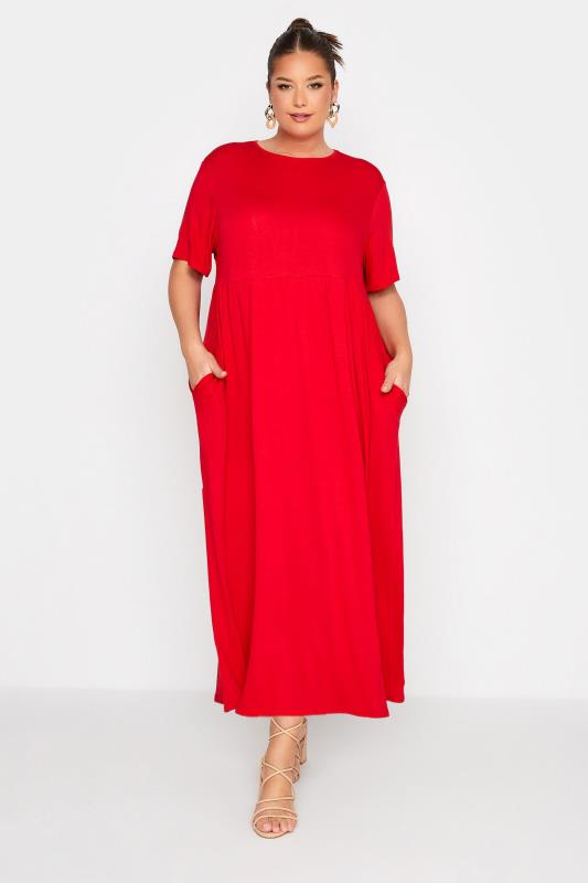 LIMITED COLLECTION Curve Bright Red Throw On Maxi Dress 1