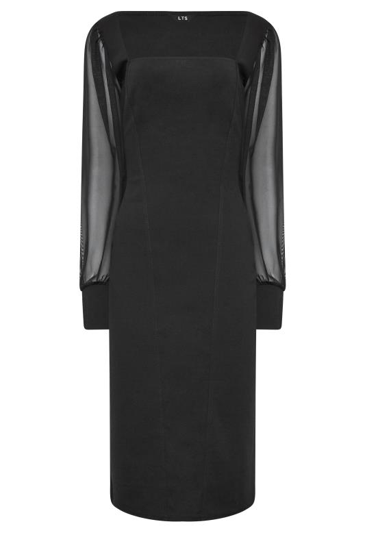 LTS Tall Black Mesh Long Sleeve Midi Dress | Long Tall Sally  6