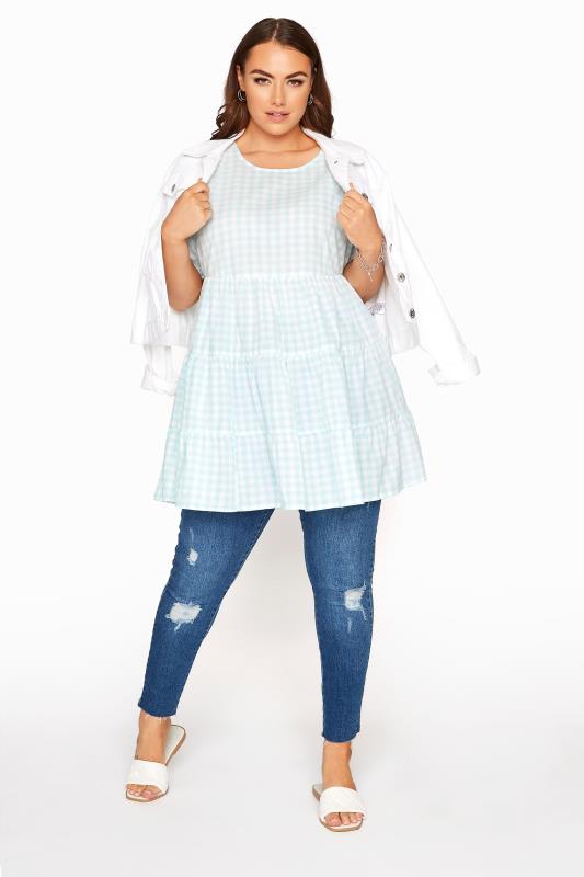 LIMITED COLLECTION Mint Gingham Tiered Tunic Top_B.jpg