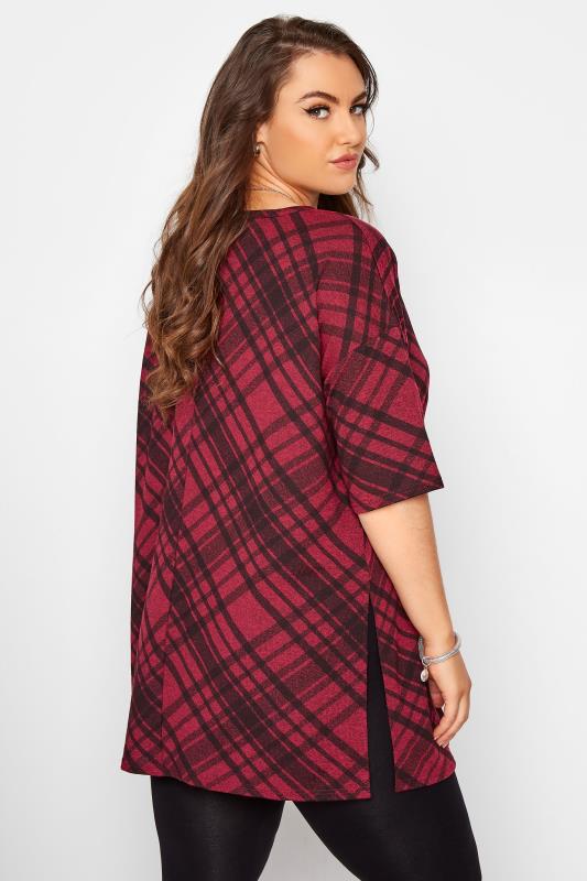 Curve Wine Red Check Print Oversized Top_C.jpg