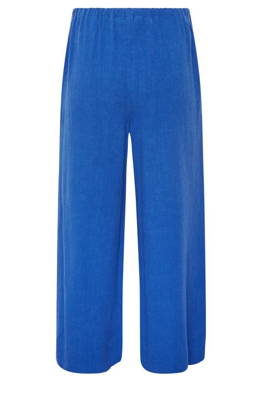 LTS Tall Women's Cobalt Blue Wide Leg Cropped Linen Trousers | Long Tall Sally  5