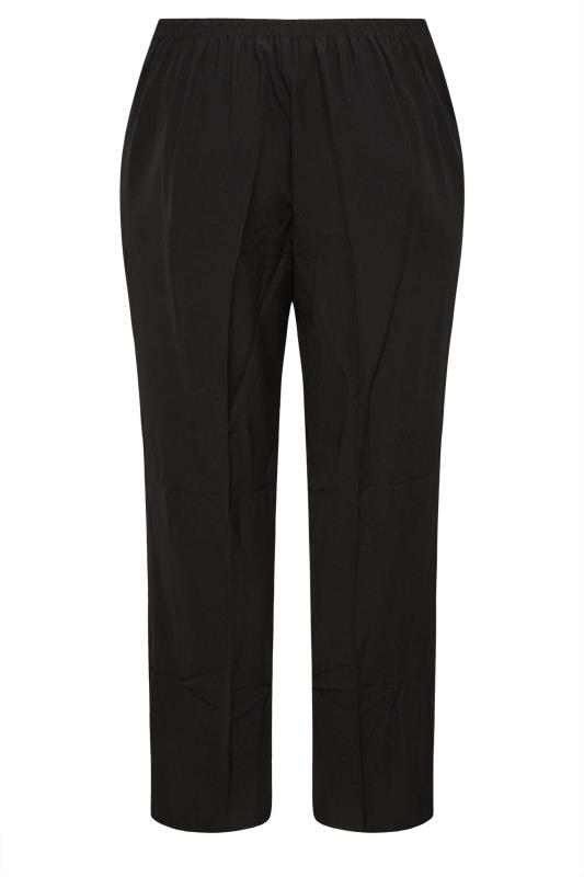 Plus Size Black Elasticated Stretch Straight Leg Trousers | Yours Clothing 4