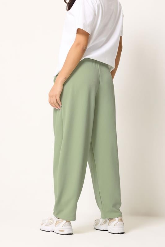 PixieGirl Petite Women's Sage Green Barrel Leg Trousers | PixieGirl 2