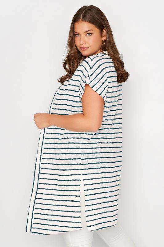 Plus Size White Short Sleeve Stripe Cardigan | Yours Clothing 3