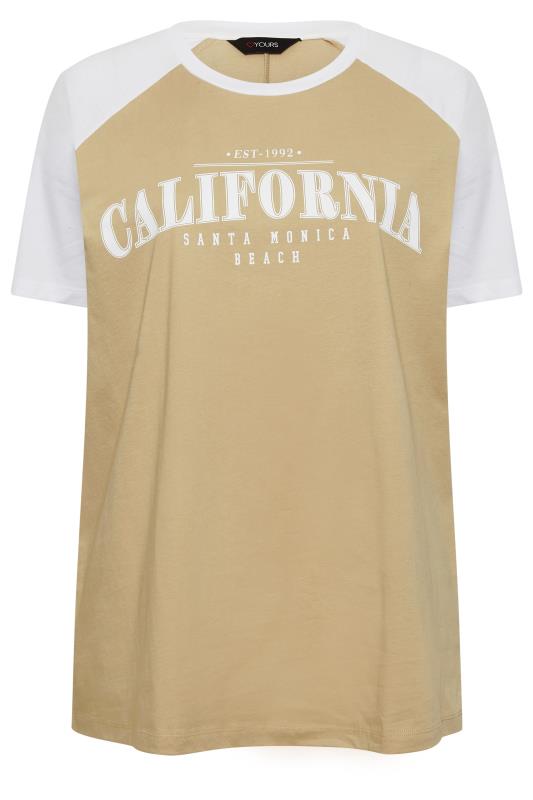 YOURS Plus Size Beige Brown 'California' Print T-Shirt | Yours Clothing 6