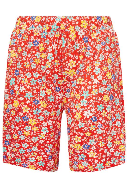 YOURS Plus Size Red Floral Print Pull On Shorts | Yours Clothing 5