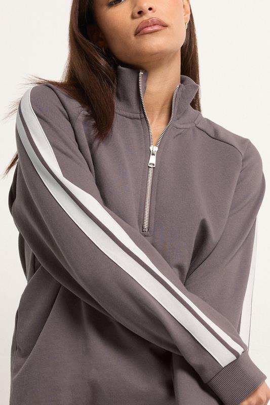 PixieGirl Petite Women's Set Purple Stripe Quarter Zip Sweatshirt & Wide Leg Joggers | PixieGirl 1