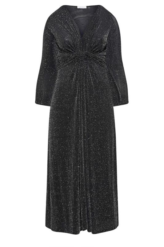 YOURS LONDON Plus Size Black Glitter Maxi Dress | Yours Clothing 6