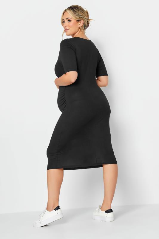 BUMP IT UP MATERNITY Plus Size Black Short Sleeve Midi Dress | Yours Clothing  3