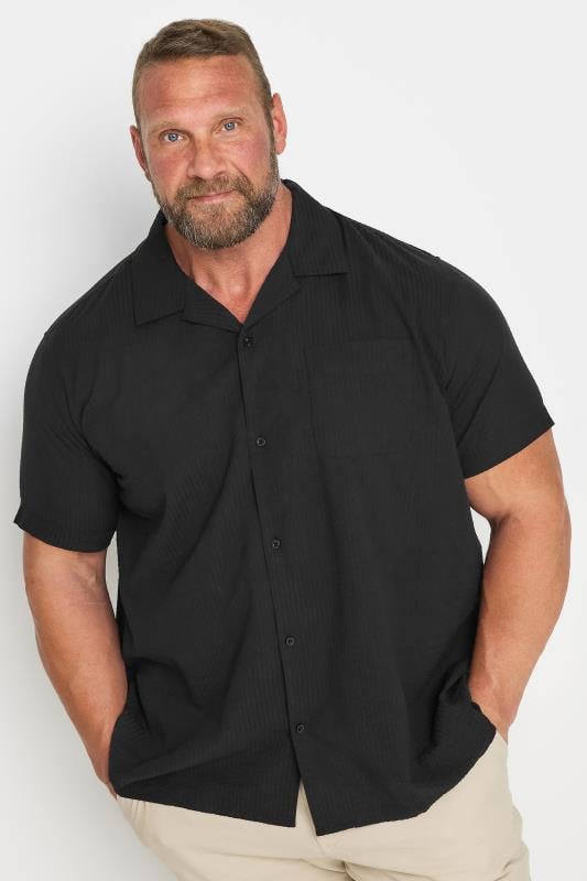 BadRhino Big & Tall Black Seersucker Short Sleeve Shirt | BadRhino 1