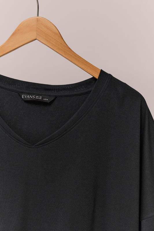 EVANS Plus Size Black V-Neck Modal Rich T-Shirt | Evans 6