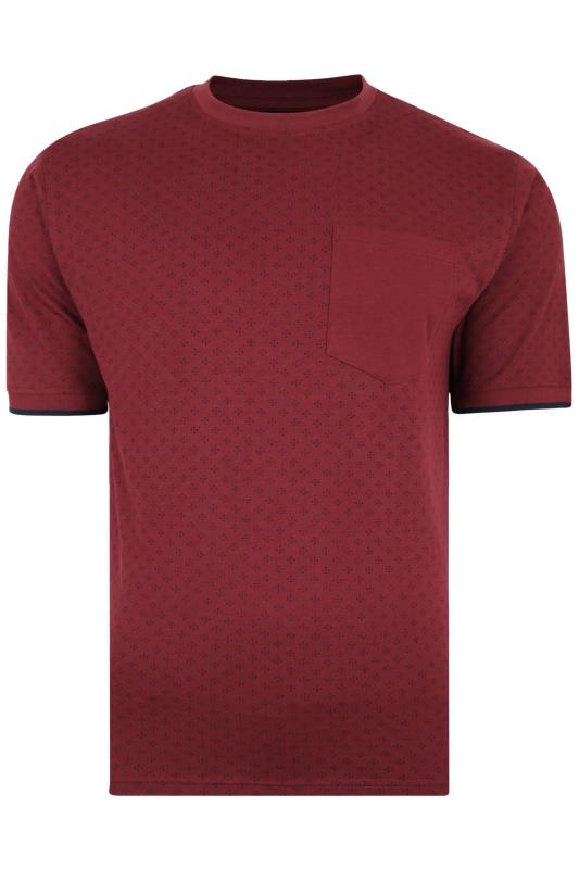KAM Big & Tall Burgundy Red Dobby Print T-Shirt 2