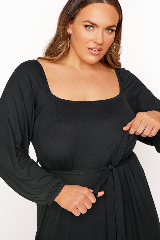 LIMITED COLLECTION Curve Black Millkmaid Tiered Midi Dress 4