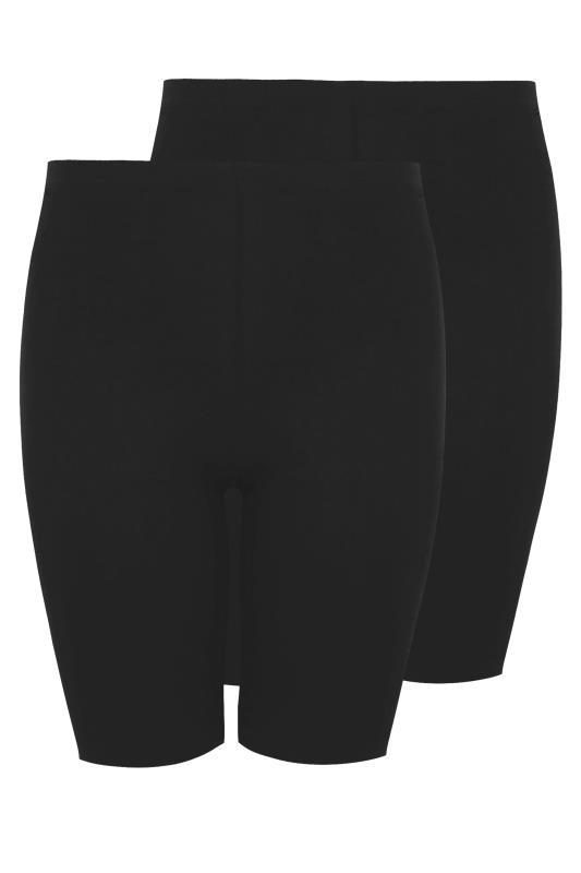 2 PACK Plus Size Black  Stretch Cycling Shorts | Yours Clothing 4