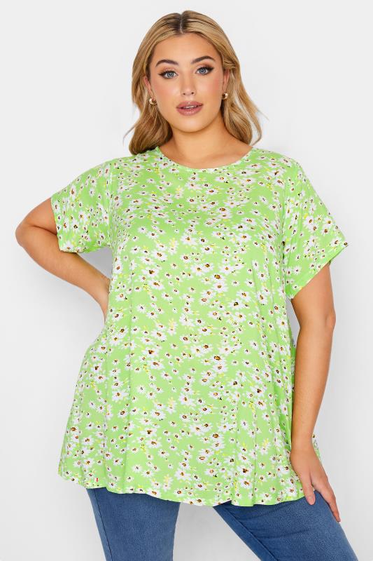 LIMITED COLLECTION Curve Lime Green Daisy Swing Top_A.jpg