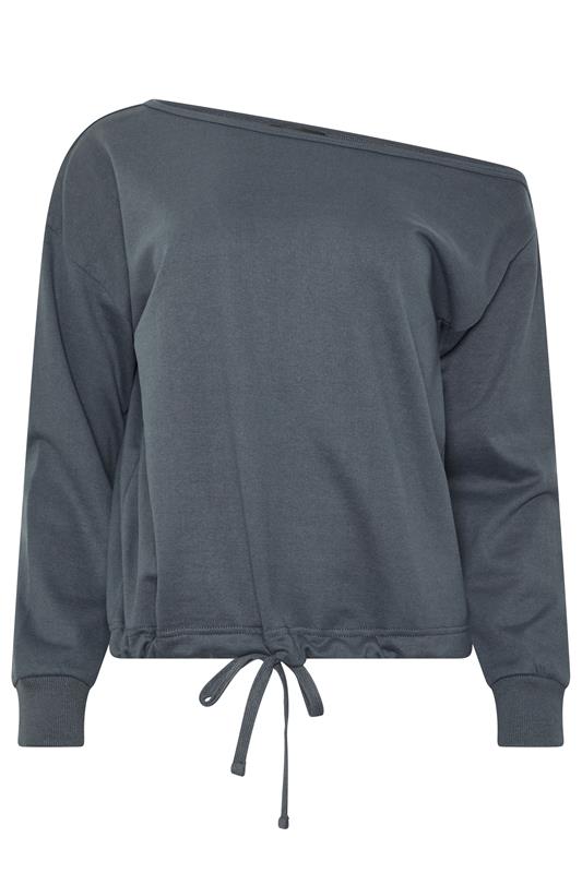 PixieGirl Petite Women's Dark Blue Off Shoulder Sweatshirt | PixieGirl 2