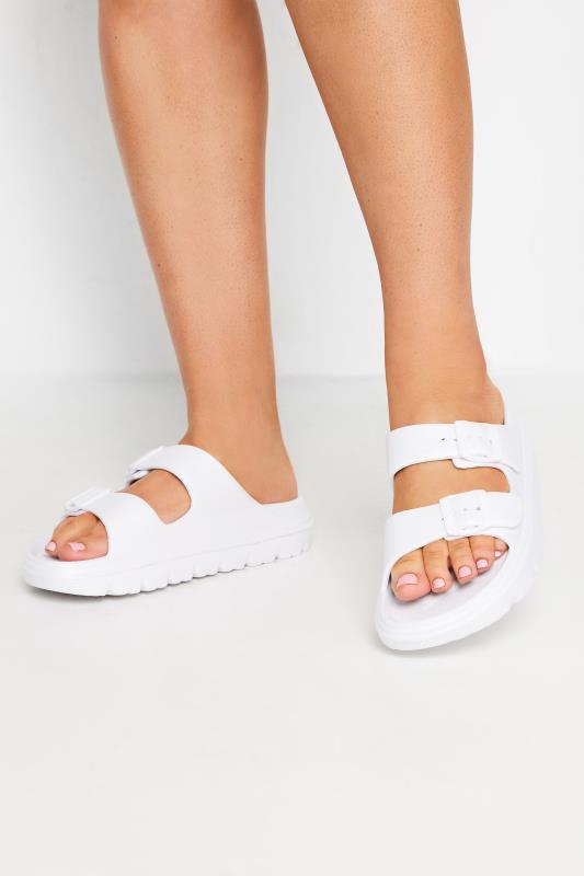 Plus Size  White Platform EVA Sandals In Wide E Fit
