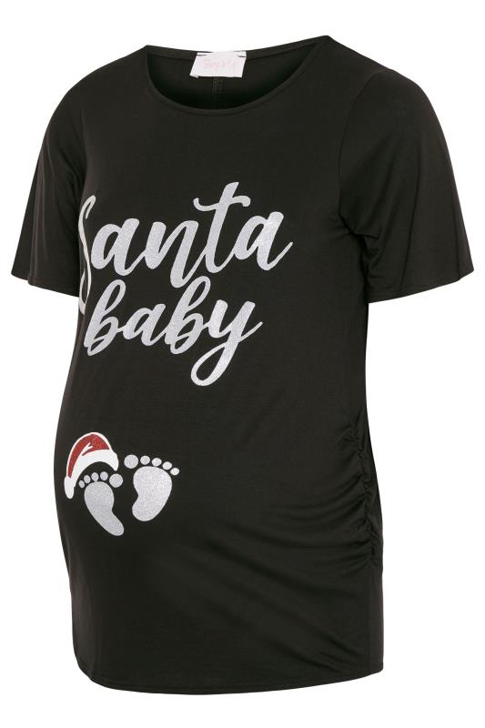 BUMP IT UP MATERNITY Black Glitter 'Santa Baby' Top_F.jpg