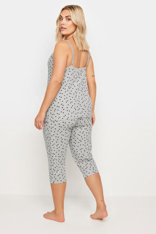 YOURS Curve Grey Heart Print Cami Pyjama Set | Yours Clothing 3