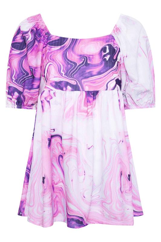 LIMITED COLLECTION Curve Pink Marble Print Milkmaid Top 7