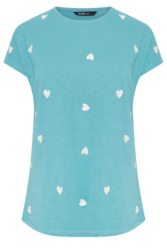 YOURS Plus Size Light Blue Embroidered Heart T-Shirt | Yours Clothing 5