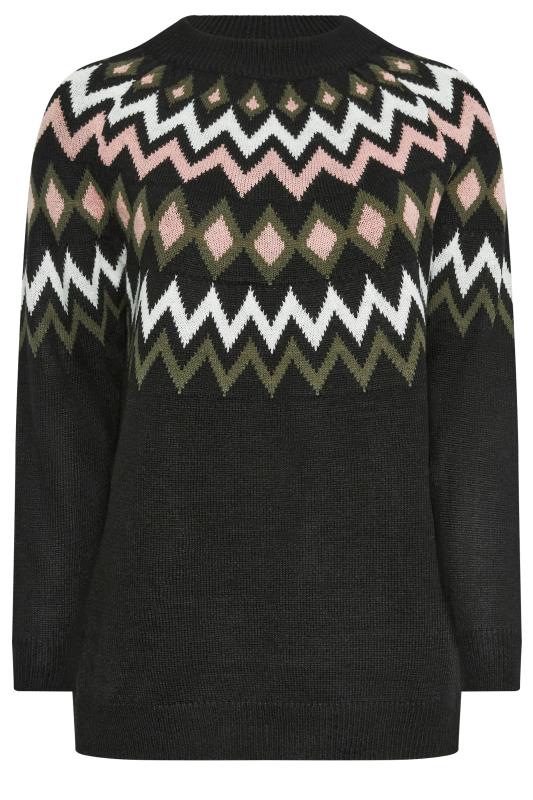 YOURS Plus Size Black Fairisle Knitted Jumper | Yours Clothing 5