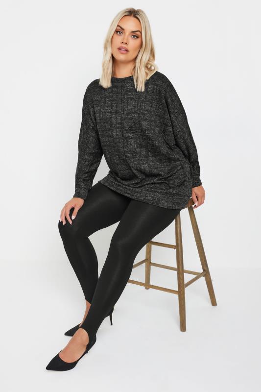 YOURS Plus Size Black Long Sleeve Soft Touch Top | Yours Clothing  2