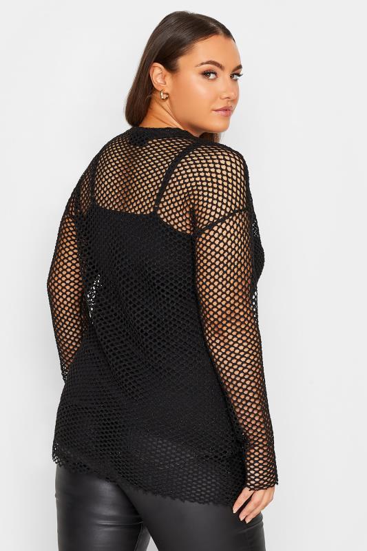 YOURS LUXURY Plus Size Black Open Knit Jumper | Yours Clothing  3