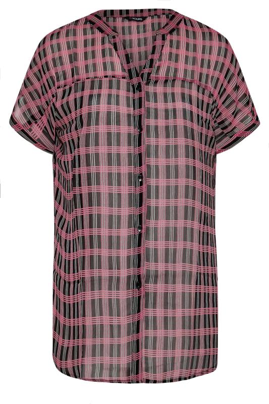 Plus Size Black Check Chiffon Grown On Sleeve Shirt | Yours Clothing  5
