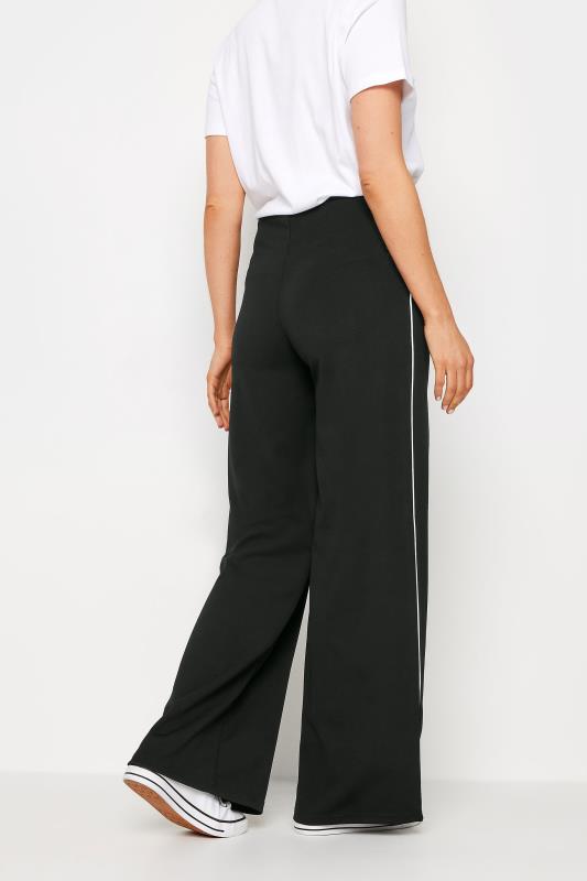 LTS Tall Womens Black & White Side Pipe Detail Wide Leg Trousers | Long Tall Sally 3