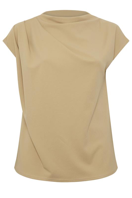 YOURS LONDON Plus Size Natural Brown Drape Shoulder Top | Yours Clothing 7