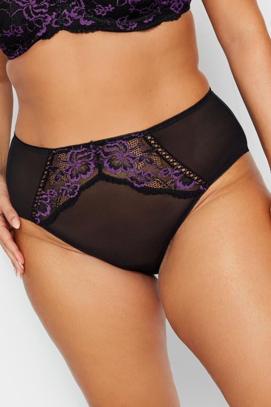  Grande Taille YOURS Curve Black Contrast Lace High Waisted Brief