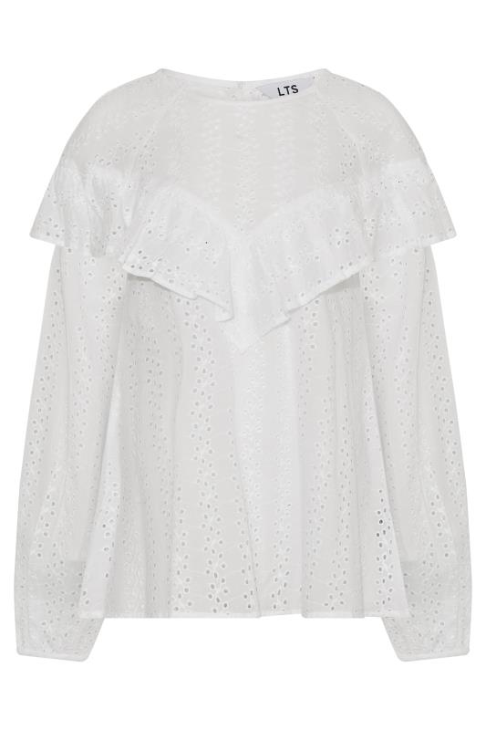 LTS Tall White Broderie Anglaise Ruffle Top 6