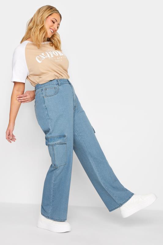 Plus Size Blue Cargo Jeans | Yours Clothing 2