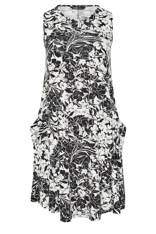 YOURS Plus Size Black Floral Drape Pocket Dress | Yours Clothing 5