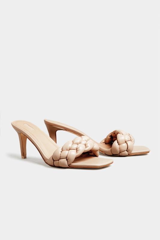 Tall  LIMITED COLLECTION Nude Plaited Stiletto Mules In Extra Wide Fit