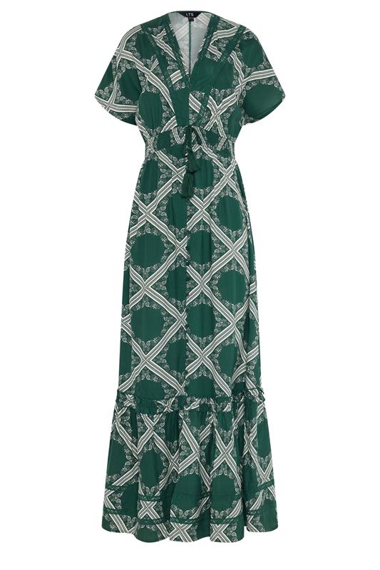  LTS Tall Green Scarf Print Button Maxi Dress