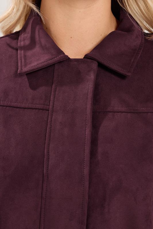 YOURS Plus Size Purple Faux Suede Bomber Jacket | Yours Clothing 5