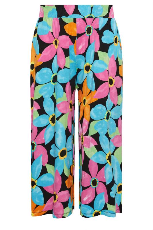 YOURS Plus Size Blue & Pink Floral Print Midaxi Culottes | Yours Clothing 5