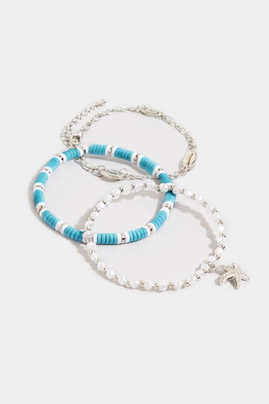 3 Pack Silver Shell Bracelet Set | Yours Clothing 2