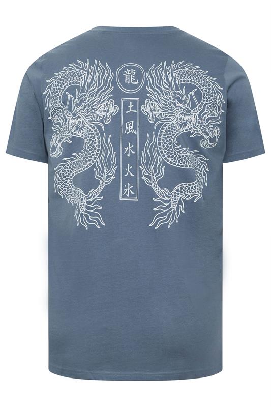 BadRhino Big & Tall Blue Extra Long Dragon Graphic T-Shirt | BadRhino 7