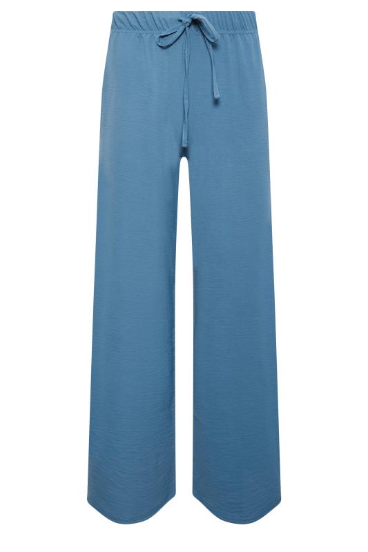 YOURS PETITE Plus Size Blue Crepe Wide Leg Trousers | Yours Clothing 4