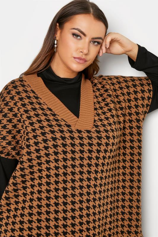 Brown Dogtooth Jacquard Knitted Vest_D.jpg