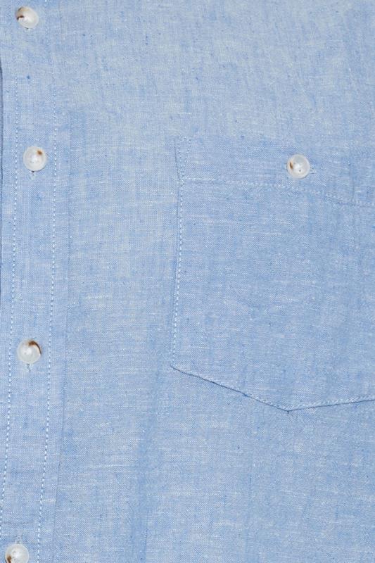 D555 Big & Tall Light Blue Linen Mix Short Sleeve Shirt | BadRhino 2