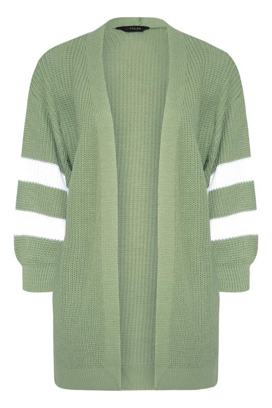 Sage Green Varsity Stripes Knitted Cardigan_F.jpg