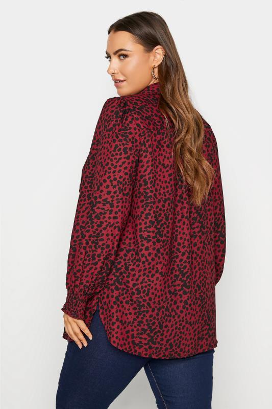 LIMITED COLLECTION Curve Wine Red Dalmatian Print Shirt 3