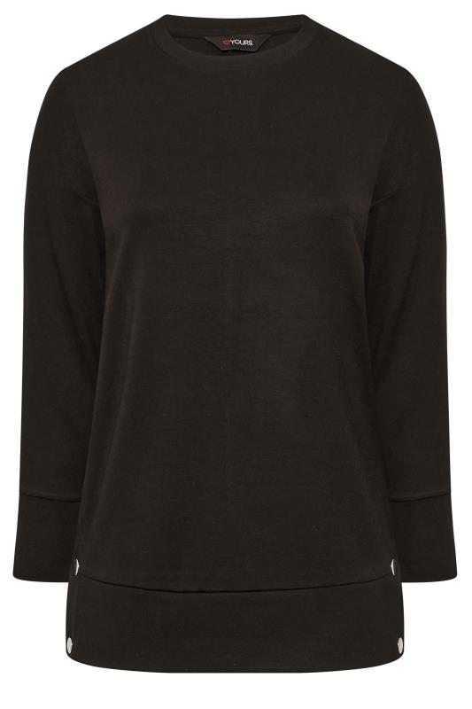 Plus Size Black Button Detail Sweatshirt | Yours Clothing 7